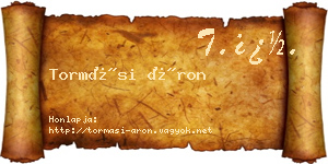Tormási Áron névjegykártya