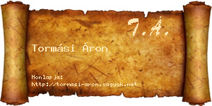 Tormási Áron névjegykártya